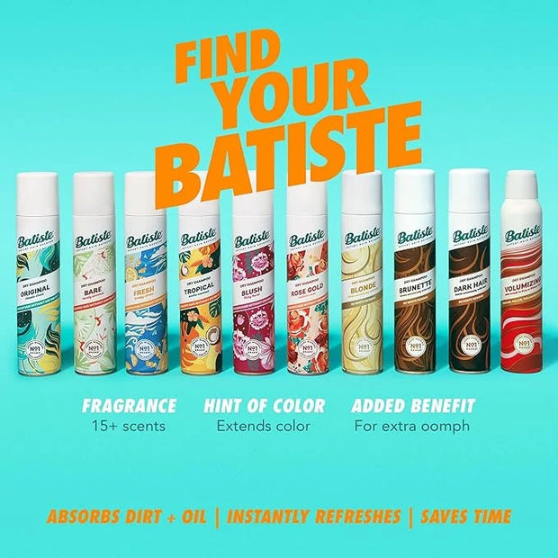 Batiste Dry Shampoo, Tropical Fragrance, Refresh Hair and Absorb Oil Between Washes, Waterless Shampoo for Added Hair Text...