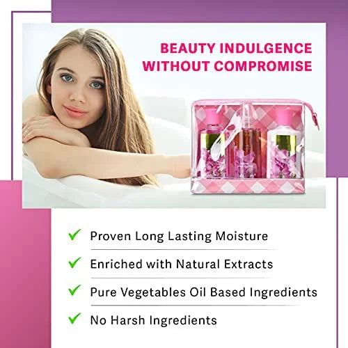 Bath & Body Care Travel Set Pea Flower Scent Home Spa Set with Body Lotion, Shower Gel and Fragrance Mist - Product Image