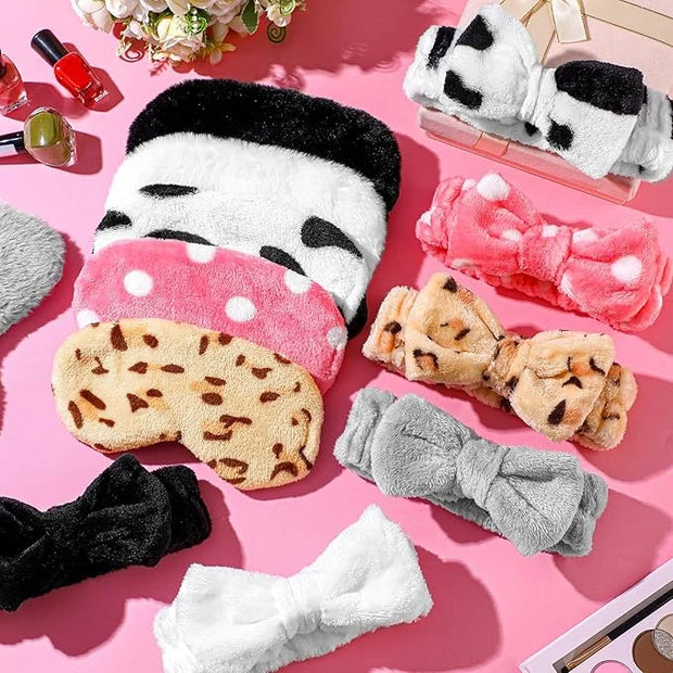 Kajaia 12 Pcs Sleepover Party Favors for Woman Plush Sleep Eye Mask Soft Spa Headband for Spa Birthday Bachelorette Slumbe...