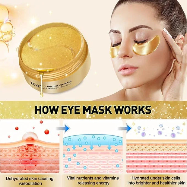 Under Eye Mask, 60 PCS Golden Gel Under Eye Patches for Dark Circles, Undereye Bags, Wrinkles Gel Under Eye Patches Gifts ...