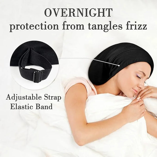 LULUSILK Silk Sleep Mask and Silk Sleep Cap Set, BlackLULUSILK Silk Eye Sleep Mask and Silk Hair Bonnet Set Silk Eye Mask ...