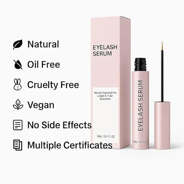 Natural Eyelash Growth Serum, Vegan and Cruelty-Free, Oil-Free Formula,3ml/0.1 fl oz - Product Image