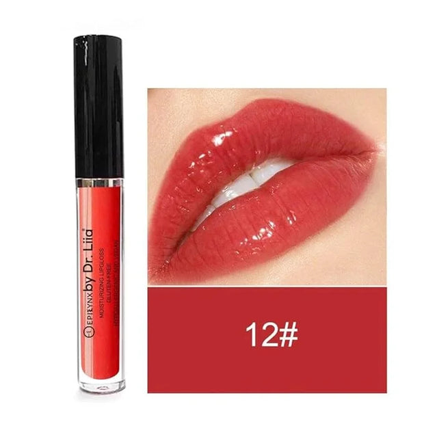 Vegan Moisturizing, Long Lasting Lip Gloss - Satin & Glitter - Allergen Free for Sensitive Skin - Apple Red by Dr. Liia - ...