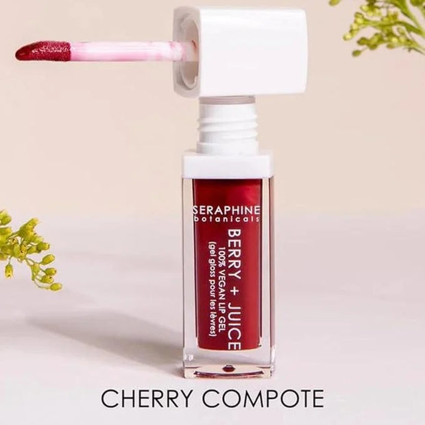 Seraphine Botanicals Berry + Juice - 100% Vegan Lip Gel Tinted Gloss 0.20 fl oz (Cherry Compote) - Product Image