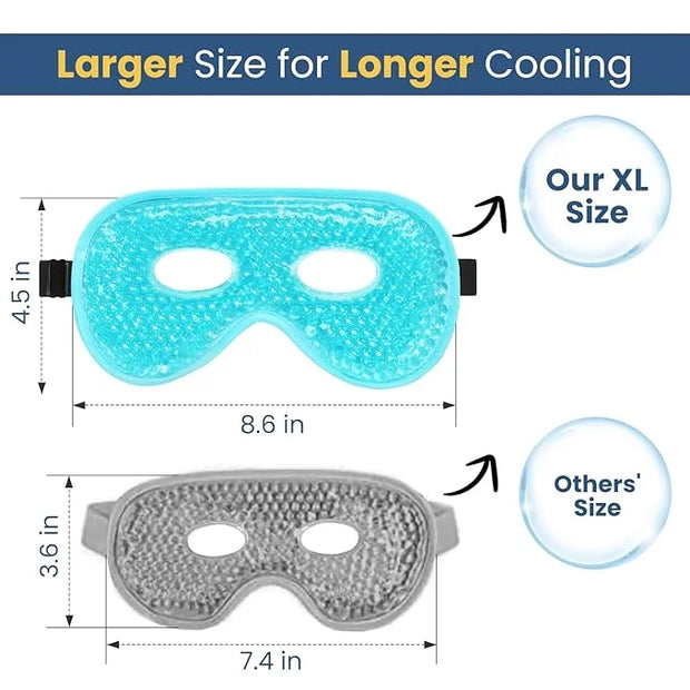 BeeVines Gel Eye Mask, 2 Pack XL Jumbo Size Cooling Ice Masks for Puffy Eyes for Men & Women, Cold & Warm Compress for Pos...