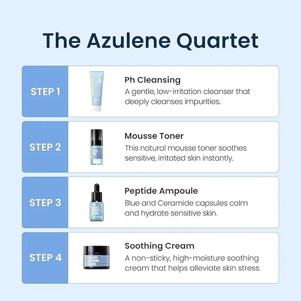 SURMEDIC AZULENE Soothing Trial Kit, Korean Skincare, Airplane-Friendly Travel Size Mini Set, Facitl Kit Gift for Women wi...