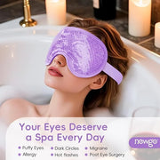 NEWGO Cooling Gel Eye Mask - Reusable Cold Pack for Puffy Eyes, Dark Circles, Migraine, Stress Relief - Purple With Soft P...