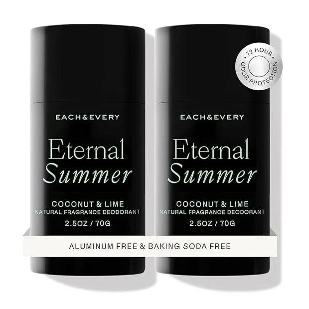 Each & Every Aluminum Free Deodorant for Men & Women, Coconut & Lime - All Natural Deodorant for Sensitive Skin, EWG Verif...