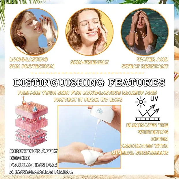 Hydrating Face Sunscreen,Tinted Moisturizer with SPF50 PA+,Lightweight Facial Sunscreen Long Lasting Sunblock,Soft Cream T...