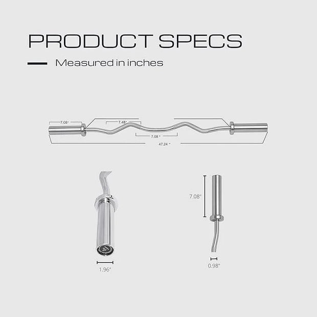 HulkFit 48 Inch EZ Curl Bar Barbell 2 Inch - Product Image
