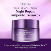 MISSHA Time Revolution Night Repair Ampoule Cream (5th Gen) 1.69 Fl Oz - Triple Fermented Deep-Sleep Night Cream - Overnig...