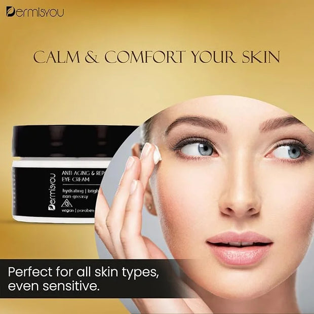 Anti-wrinkle Eye Cream with Saffron | Moisturizing, Hydrating, Brightening | Non greasy, Fast Absorbing Formula | Fights W...