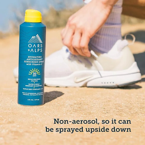 Oars + Alps Sunscreen Spray for Face & Body, SPF 30 Spray Sunscreen Infused with Vitamin C & Antioxidants, No White Residu...