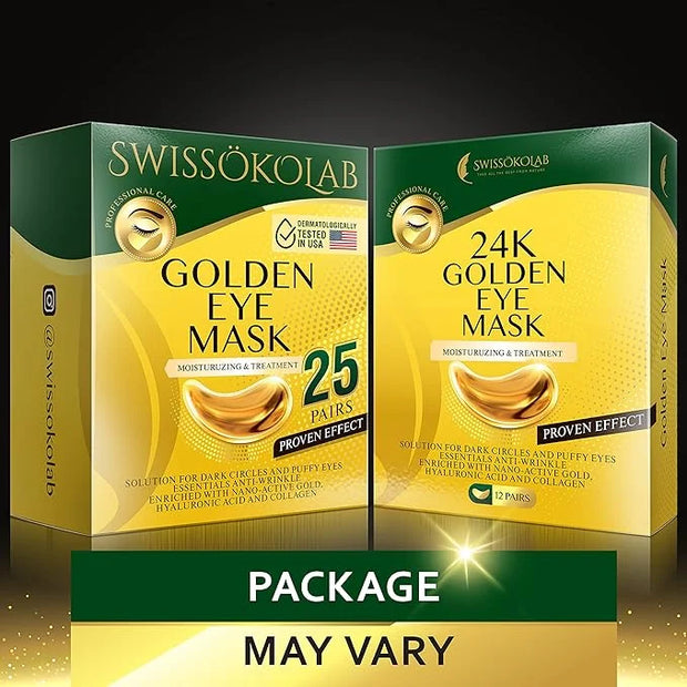 SWISSÖKOLAB Under Eye Patches For Puffy Eyes 24k Gold Eye Mask Dark Circles And Puffiness Collagen Eye Gel Pads Moisturizi...