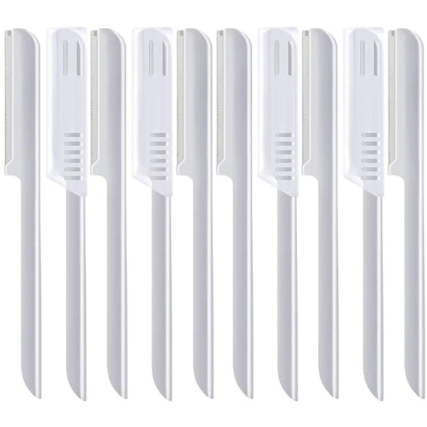 10 Pieces Eyebrow Razor for Women Facial Shaver Razor Brow Shaper Eyebrow Trimmer Dermaplaner Shaping Tool with Cover (Sil...