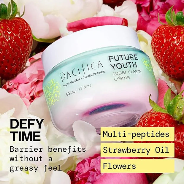 Pacifica Future Youth Super Cream – Daily Anti-Aging Moisturizer for All Skin Types, Lightweight Hydration with Advanced P...
