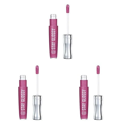 Rimmel Stay Glossy 6HR Lip Gloss, Grapevine Groove, 0.18 Fl Oz (Pack of 3) - Product Image
