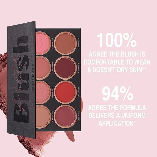8 Colors Blush Palette, 4 Powder + 4 Cream Blush Palette, Contour and Highlight Blush Palette, Natural Nude Makeup Brighte...