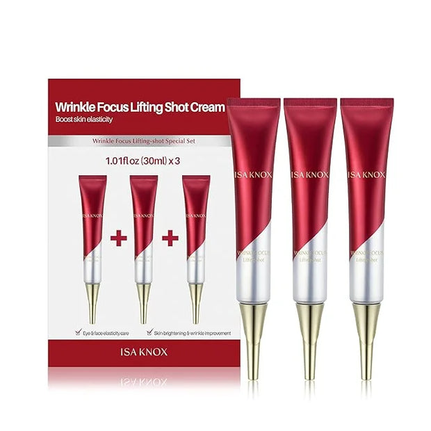 ISA KNOX Wrinkle Focus Shot - Eye Wrinkle Cream Set. Powerful Moisturizer for Fine Lines, Elasticity Strengthening Serum f...