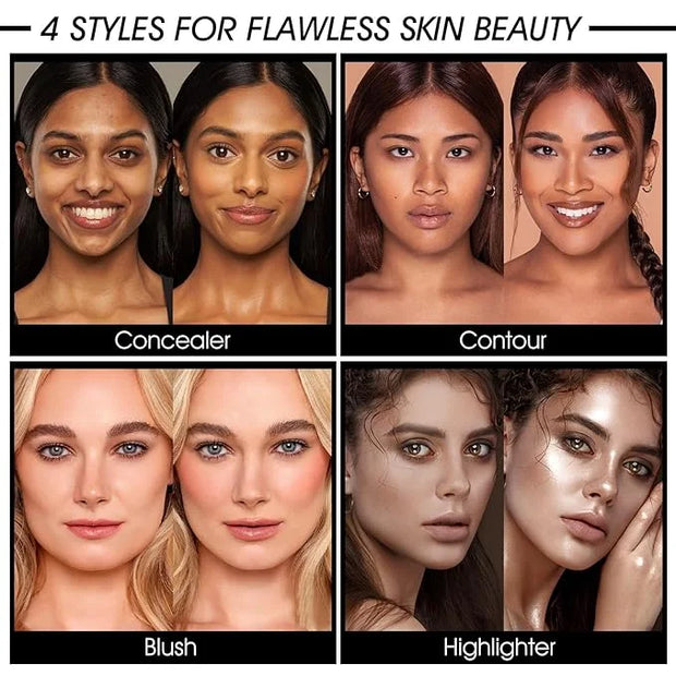 12 Colors Cream [Blush Contour Concealer Highlighter] Makeup Palette for Cheeks - All in One Makeup Palette Kit with Brush...