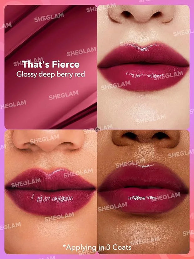 SHEGLAM Mirror Kiss High-Shine Lipstick Silky Jelly Texture Hydrated&Smooth Lip Gloss-That's Fierce - Product Image