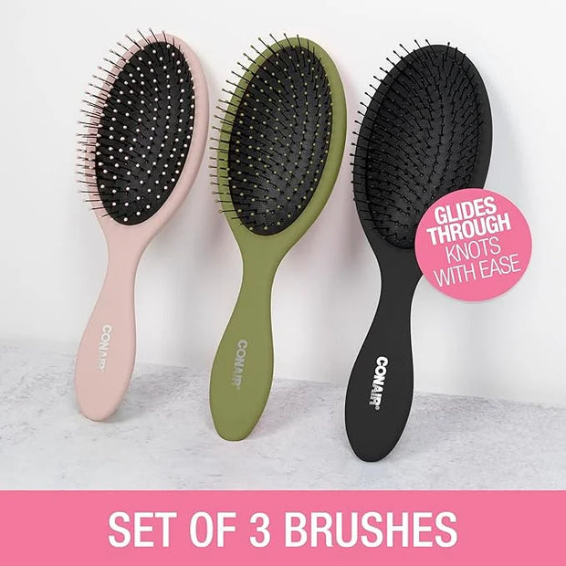 Conair Detangling Hair Brush 3PK - For wet and dry hair - curly hair brush - hair brushes for women - detangler brush - ha...