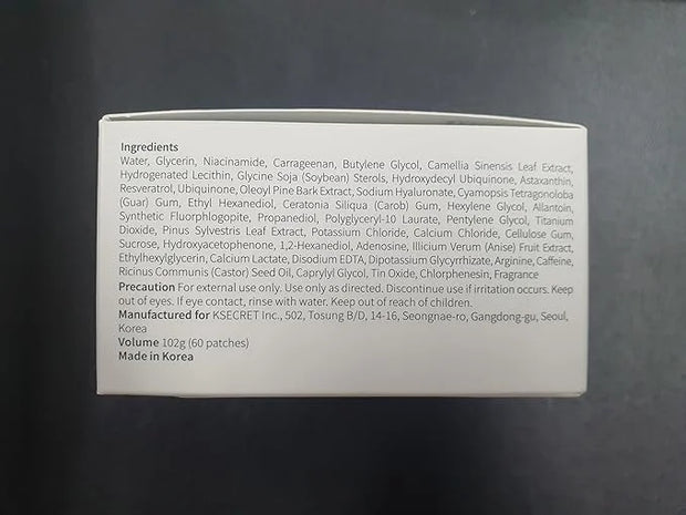 KSECRET Instant Relief Eye Gel Patches, 102g/3.45oz. 60pcs (15 full pairs) with CAFFEINE | Korean Skincare | Under Eye Coo...
