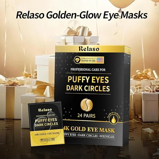 Under Eye Patches, Dermatology Golden Eye Mask with Amino Acid & Collagen, Cooling Eye Care for Wrinkles, Puffy Eyes & Dar...