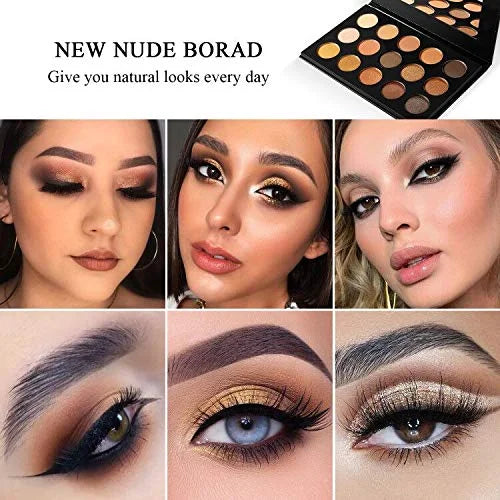 Nude Gold Eyeshadow Palette Natural Naked Smokey Warm Neutral 15 Shades, DE'LANCI Ultra-Blendable High Pigmented Matte Shi...