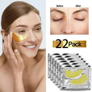 24K Gold Under Eye Patches (22 Pairs) – Collagen Masks for Dark Circles, Puffiness & Wrinkles – Skincare Treatment for Wom...