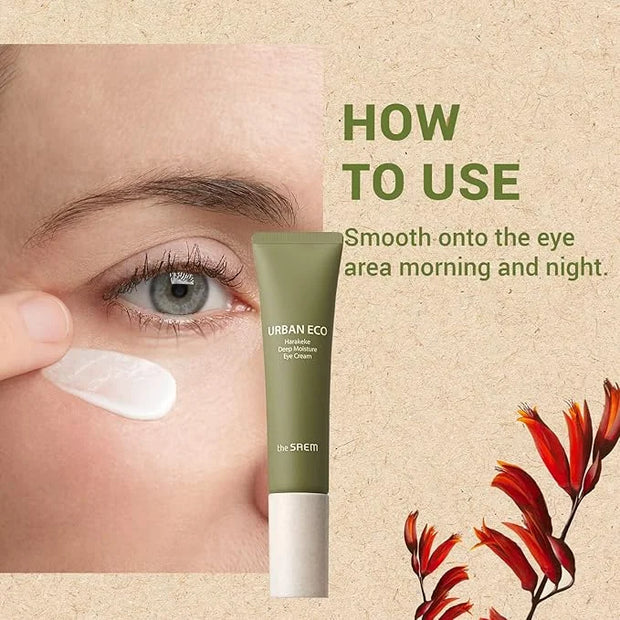 THESAEM Urban Eco Harakeke Deep Moisture Eye Cream 1.01oz. - Vegan Under Eye Cream with Harakeke Root Extract - Calms Puff...