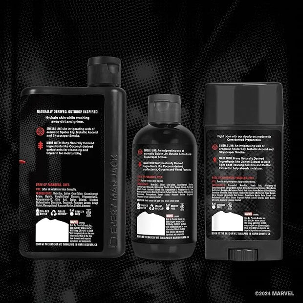 Every Man Jack Spider-Man Body Set - Perfect for Every Guy & Marvel-Lover - Bath and Body Marvel Gift Set with Clean Ingre...
