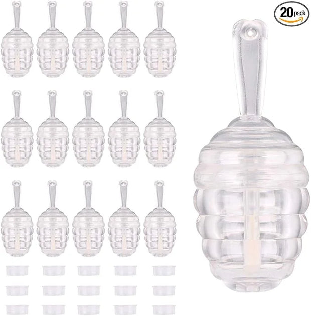 RONRONS 20 Pieces Lip Gloss Tubes, 5.5ml/0.19oz Clear Lip Gloss Containers Amber Honecomb Shaped with Wand Empty Lip Balm ...