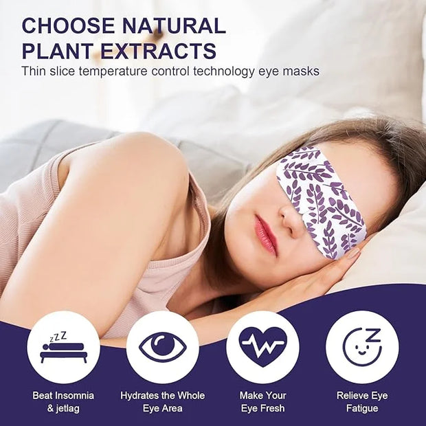 Steam Eye Mask - Self Heating, Moist Hot, Purple, Polyester, Disposable, Lightweight, Eye Mask for Puffy Eyes, Dry Eyes, P...