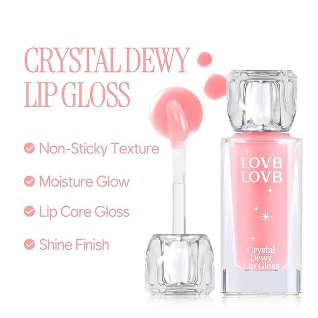 Crystal Dewy Lip Gloss | Lightweight & Non-Sticky | High-Shine & Long-Lasting | Hydrating Korean Lip Care Gloss | 0.17 oz....