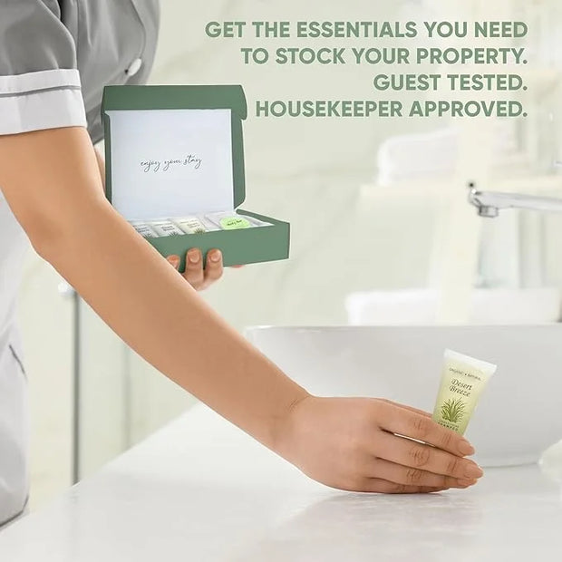 Desert Breeze Amenity Kit | Boxed Hotel Toiletries Bulk Set | 1 oz Shampoo, Conditioner, Lotion, Body Wash & Body Bar Soap...