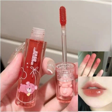 6 Colors Bear Lip Gloss Set, Lip Glaze Jelly Lipstick Liquid Lipstick Cute Bear Lipgloss Plumping Lip Tint Moisturizing Wa...