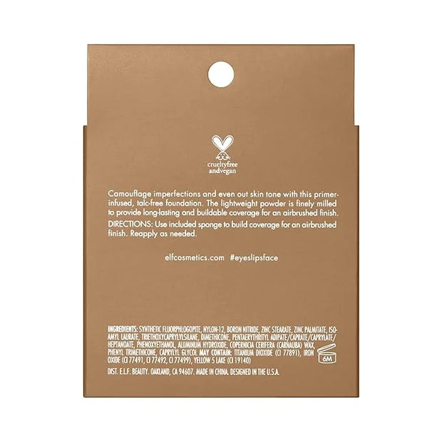 e.l.f. Camo Powder Foundation, Lightweight, Primer-Infused Buildable & Long-Lasting Medium-to-Full Coverage Foundation, Me...
