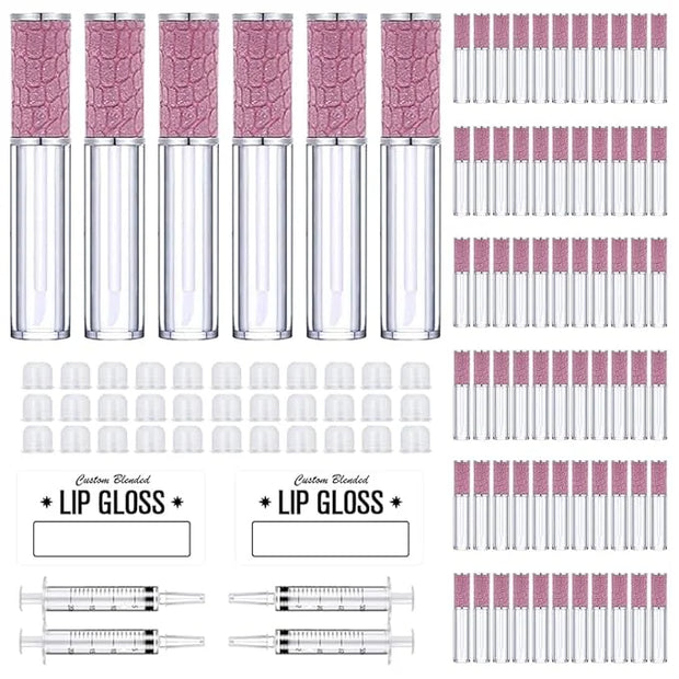 AMORIX 5ml Fish Scales Lip Gloss Tubes with Wand - 72 Pack Empty Containers + 4pcs Syringes for DIY Lip Gloss Balm - Produ...