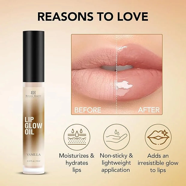 Botanic Hearth Lip Glow Oil with Vanilla flavor | Moisturizing & Hydrating Lip Gloss Oil for Dry Lips | Transparent Gloss ...