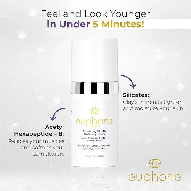 Euphorie Rapid Reduction Eye Serum - Advanced Formula - Anti Aging Serum Visibly Reduces Under-Eye Bags, Wrinkles, Fine Li...