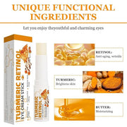 Turmeric Retinol Eye Cream Stick,Lumibalm for Under Eye Bags,Lumistick Eye Turmeric Retinol,Anti Aging Eye Balm Stick Hydr...