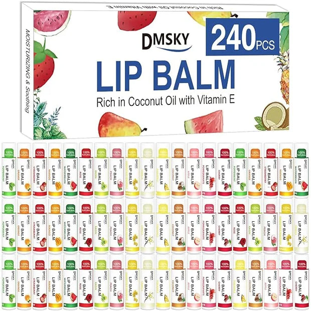 DMSKY 240 Pack Lip Balm, Natural