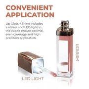 Beauty For Real Lip Gloss + Shine, Plumping High Shine Hydrating Gloss, Turned On, Sheer Lip Bite Nude, Light + Mirror, Cr...