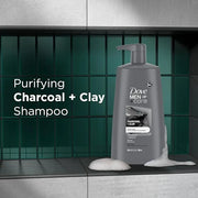 DOVE MEN + CARE Shampoo Charcoal + Clay 3 Count For Healthy-Looking Hair Naturally Derived Plant Based Cleansers 25.4 oz -...