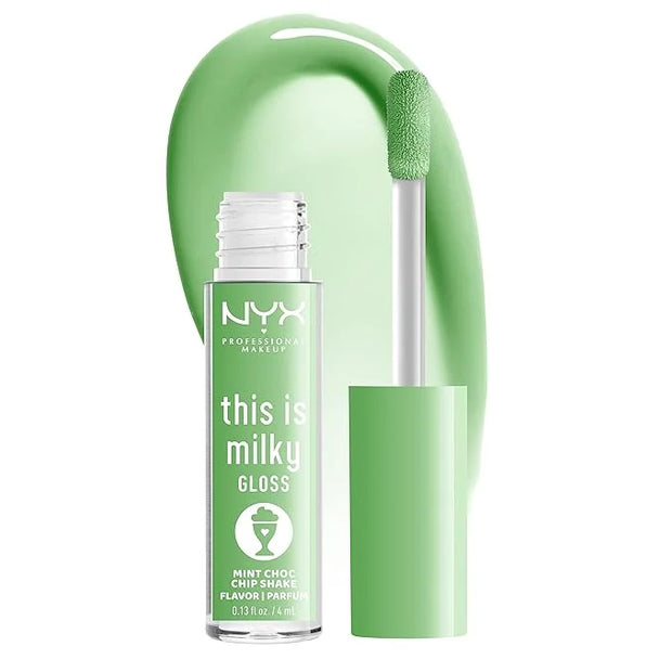 NYX PROFESSIONAL MAKEUP This Is Milky Gloss, Lip Gloss with 12 Hour Hydration, Vegan - Mint Chocolate Chip Shake (Mint Gre...