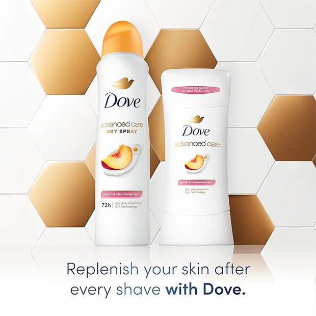 Dove Advanced Care Antiperspirant Deodorant Stick Peach & Chamomile Tea 4 Count for helping your skin barrier repair after...
