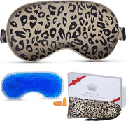 Sleep mask w/Cooling Gel Eye Mask, Heated Eye Mask for Sleeping, Reusable Ice Silk Stain Eye Cover Sleeping Mask for Trave...