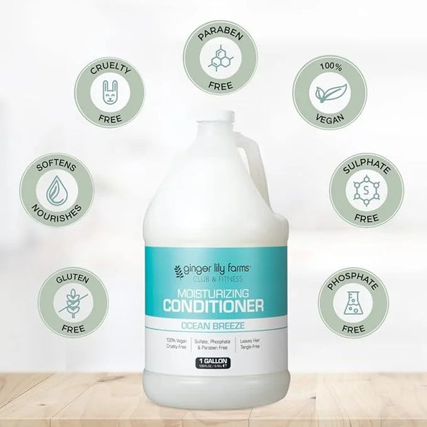 Ginger Lily Farms Club & Fitness Moisturizing Conditioner for Dry Hair, 100% Vegan & Cruelty-Free, Ocean Breeze Scent, 1 G...