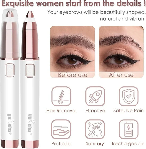 gurelax Eyebrow Trimmer for Women,Electric Eyebrow Hair Remover, Painless Brow Razor Shaper with LED Light, USB Rechargeab...